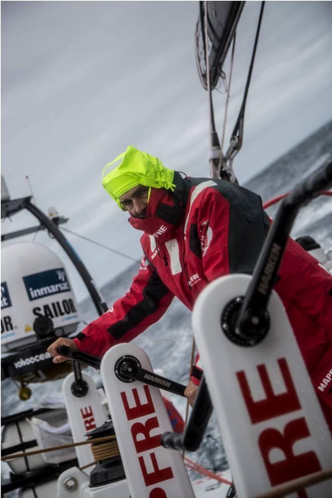 Onboard MAPFRE - Xabi Fernandez on the grinder feeling the cold - Leg five to Itajai - Volvo Ocean Race 2015 © Francisco Vignale/Mapfre/Volvo Ocean Race
